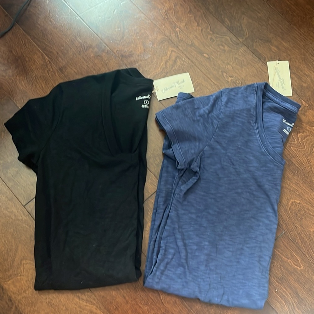 New 2 Universal Thread Women's Small Black & Blue Short Sleeve T-Shirt Dresses